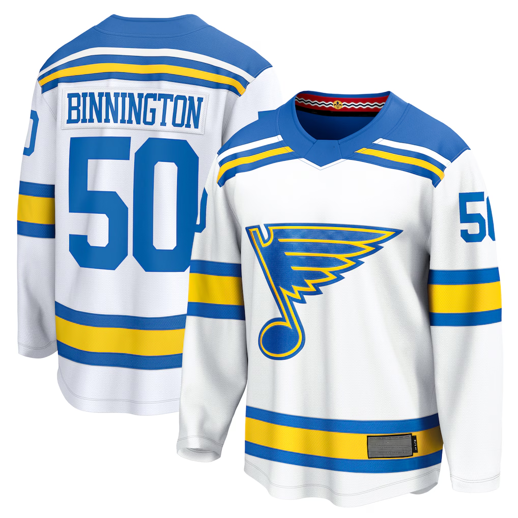 STECN St.L.Blues #50 Jordan Binnington White Away Breakaway Player Jerseys