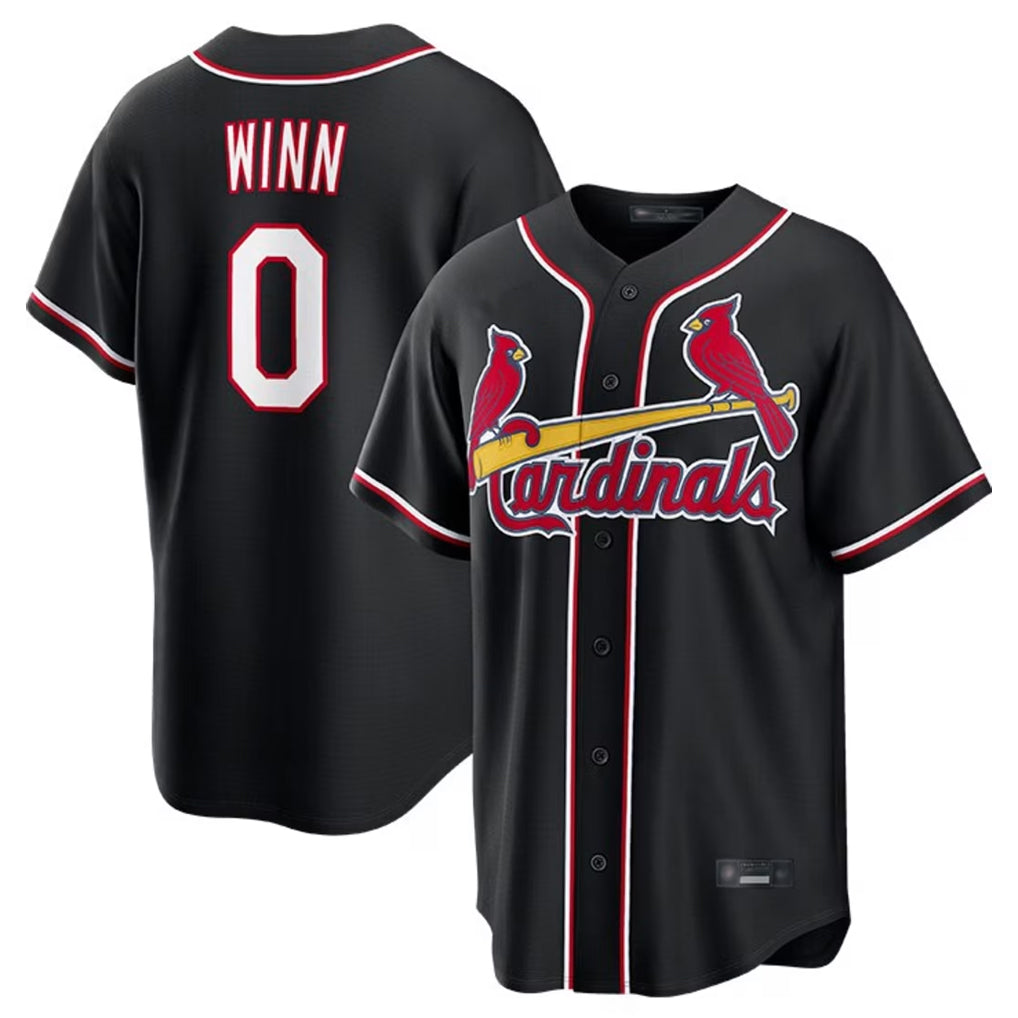 STECN St. Louis Cardinals #0 Masyn Winn Player Black Carbon Fashio Game Stitched Jerseys