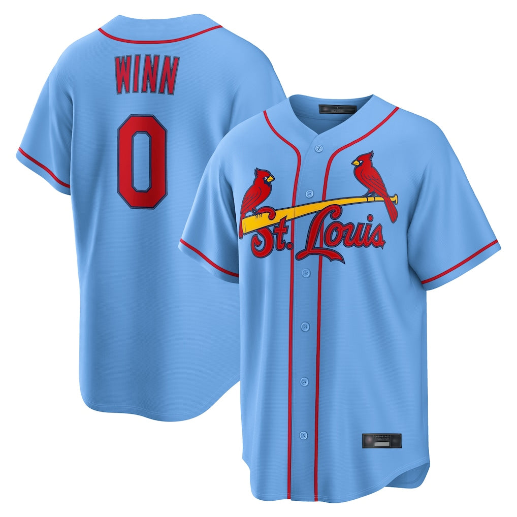 STECN St. Louis Cardinals #0 Masyn Winn Player Light Blue  Home Game Stitched Jerseys
