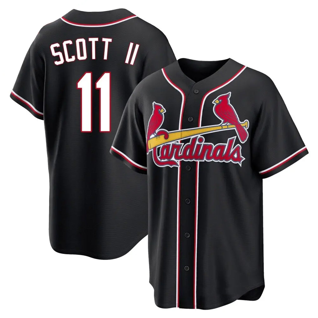 STECN St. Louis Cardinals #11 Victor Scott II Player Black Carbon Fashio Game Stitched Jerseys