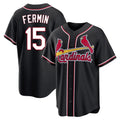 STECN St. Louis Cardinals #15 Jose Fermin Player Black Carbon Fashio Game Stitched Jerseys