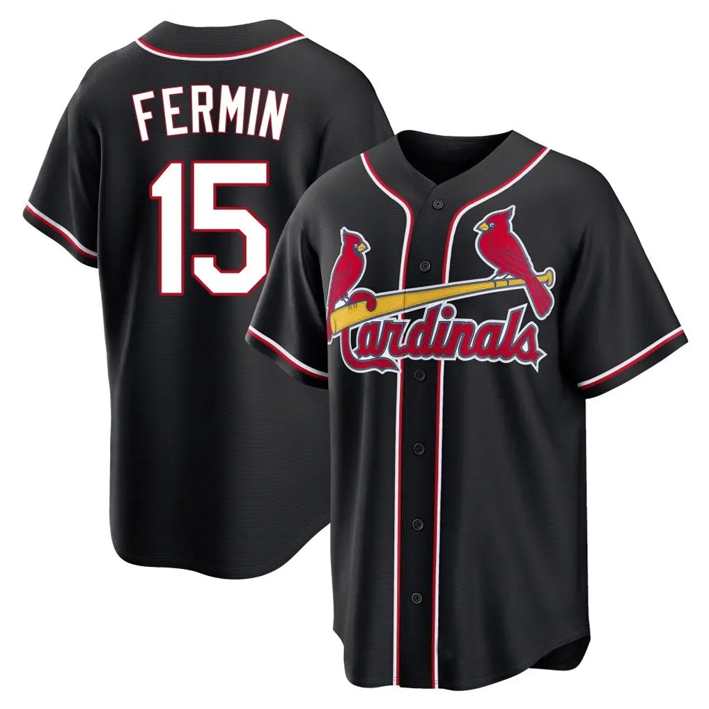 STECN St. Louis Cardinals #15 Jose Fermin Player Black Carbon Fashio Game Stitched Jerseys