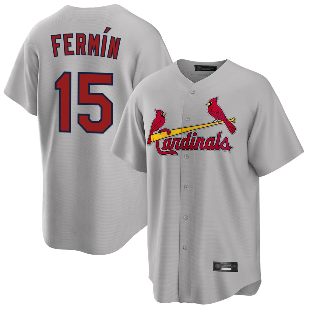 STECN St. Louis Cardinals #15 Jose Fermin Player Gray Home Game Stitched Jerseys