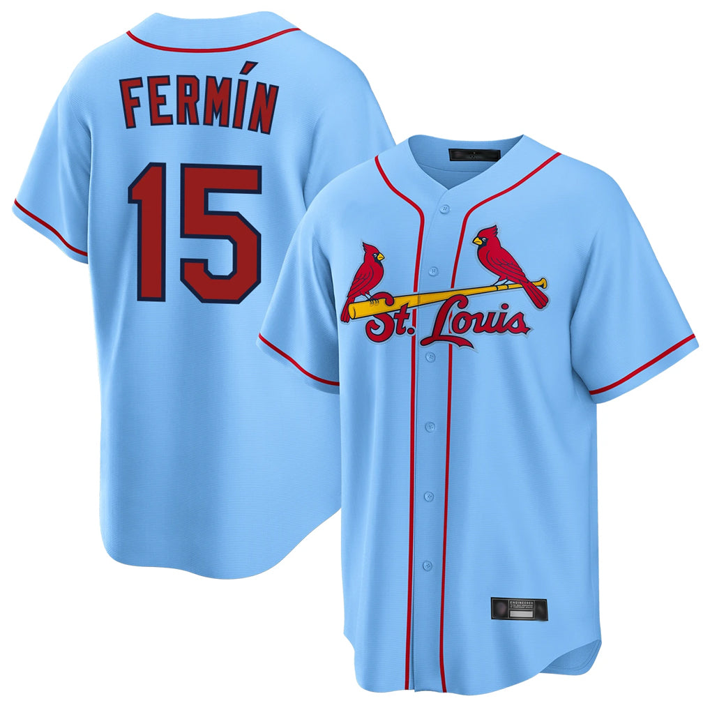 STECN St. Louis Cardinals #15 Jose Fermin Player Light Blue Home Game Stitched Jerseys