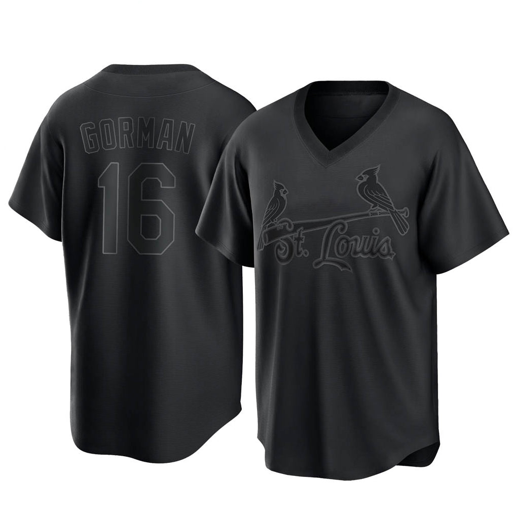STECN St. Louis Cardinals #16 Nolan Gorman Player Black City Connect T-shirt Stitched Jerseys