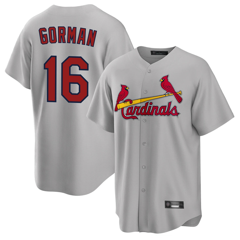 STECN St. Louis Cardinals #16 Nolan Gorman Player Gray Home Game Stitched Jerseys