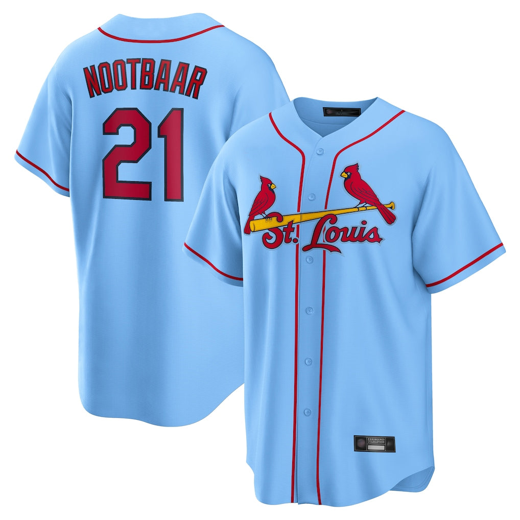 STECN St. Louis Cardinals #21 Lars Nootbaar Player Light Blue Home Game Stitched Jerseys