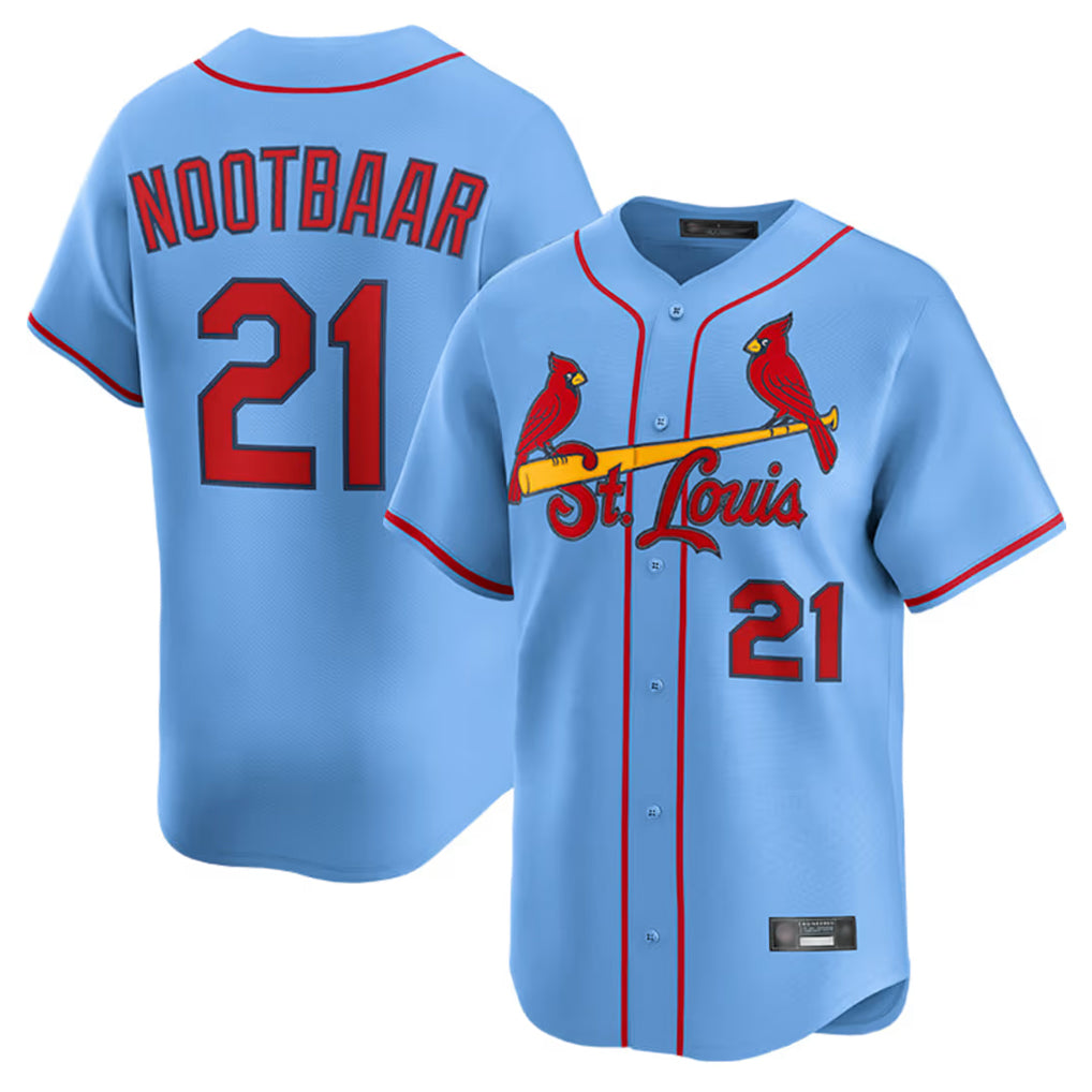 STECN St. Louis Cardinals #21 Lars Nootbaar Player Light Blue Home Limited Stitched Jerseys
