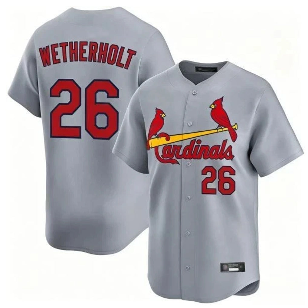 STECN St. Louis Cardinals #26 JJ Wetherholt Player Gray Home Limited Stitched Jerseys