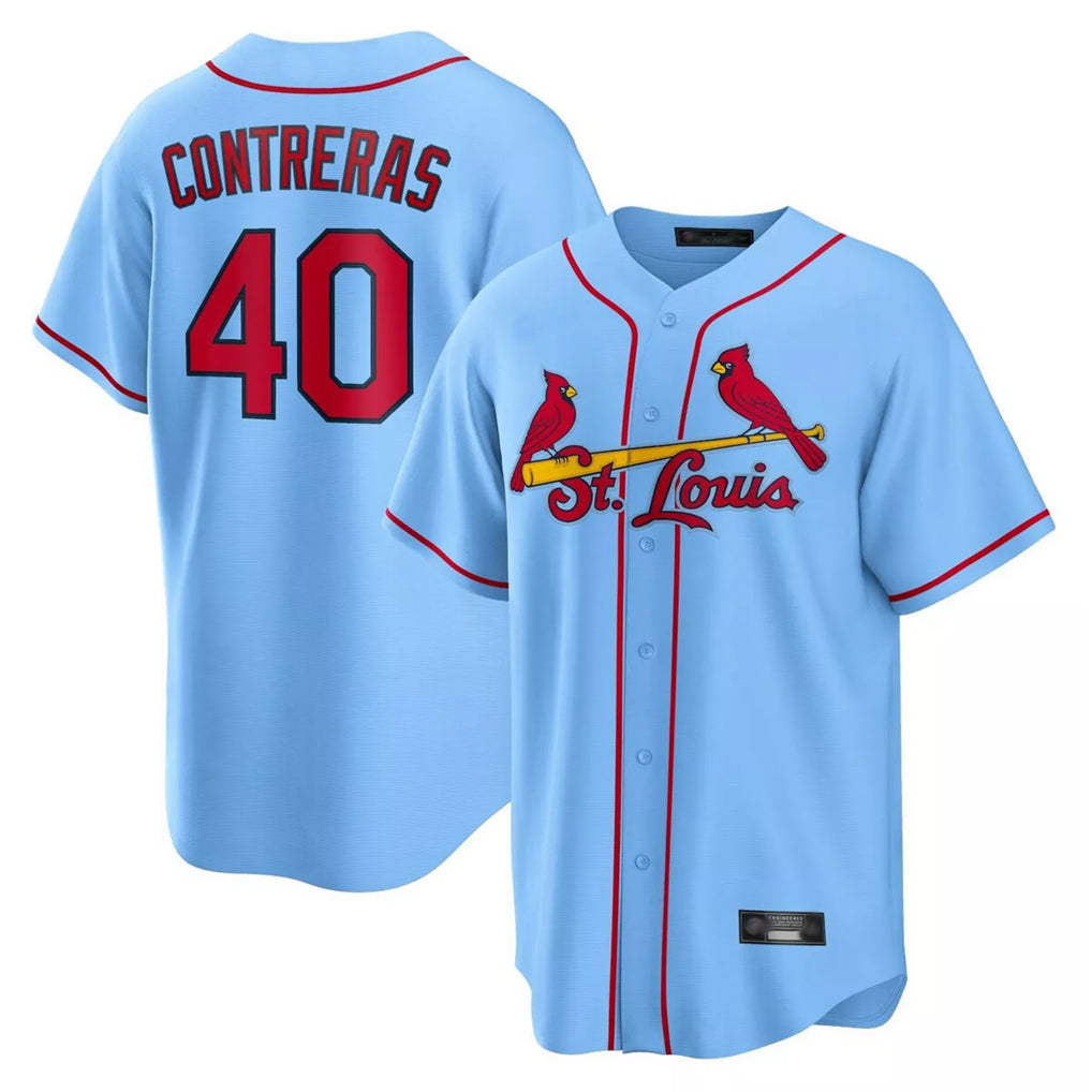 STECN St. Louis Cardinals #40 Willson Contreras Player Light Blue Home Game Stitched Jerseys