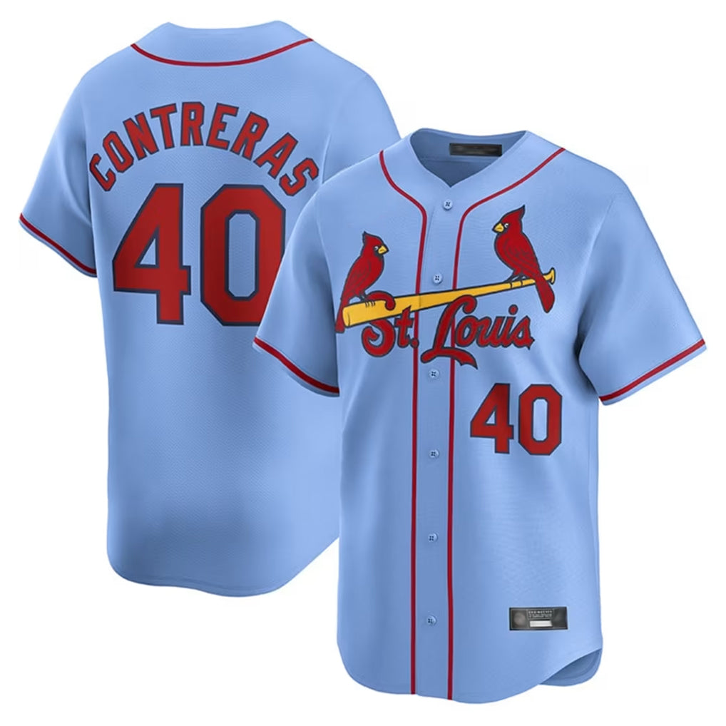 STECN St. Louis Cardinals #40 Willson Contreras Player Light Blue Home Limited Stitched Jerseys