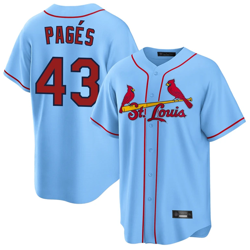 STECN St. Louis Cardinals #43 Pedro Pages Player Light Blue Home Game Stitched Jerseys