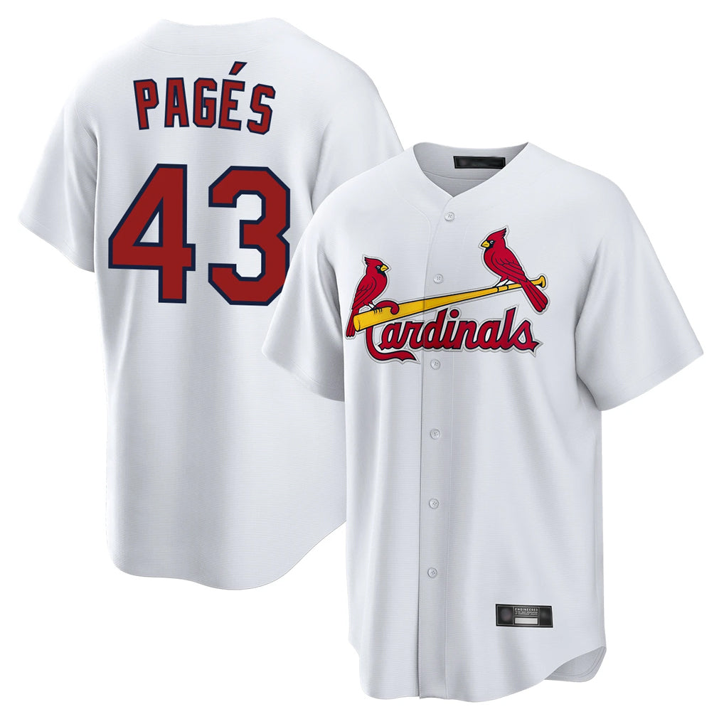 STECN St. Louis Cardinals #43 Pedro Pages Player White Home Game Stitched Jerseys