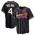 STECN St. Louis Cardinals #4 Yadier Molina Player Black Carbon Fashio Game Stitched Jerseys