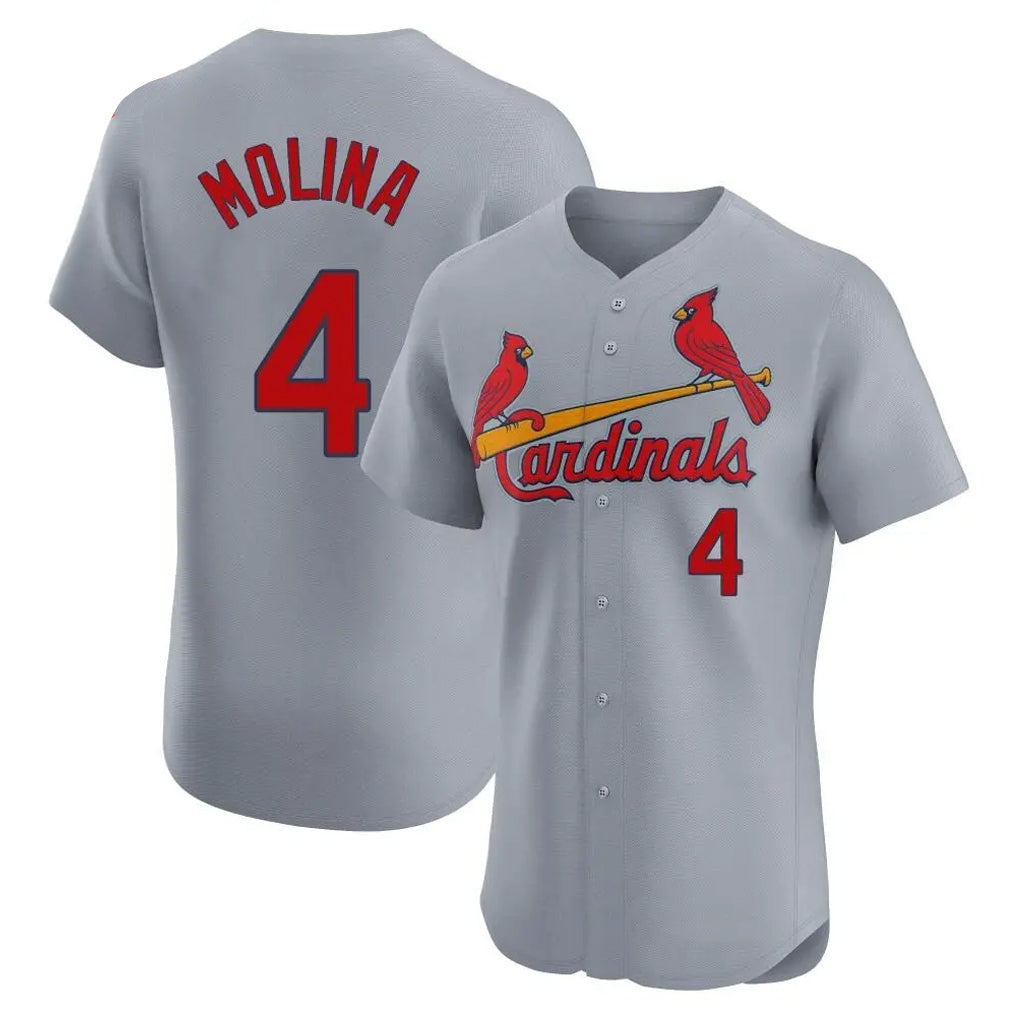 STECN St. Louis Cardinals #4 Yadier Molina Player Gray Home Limited Elite Stitched Jerseys