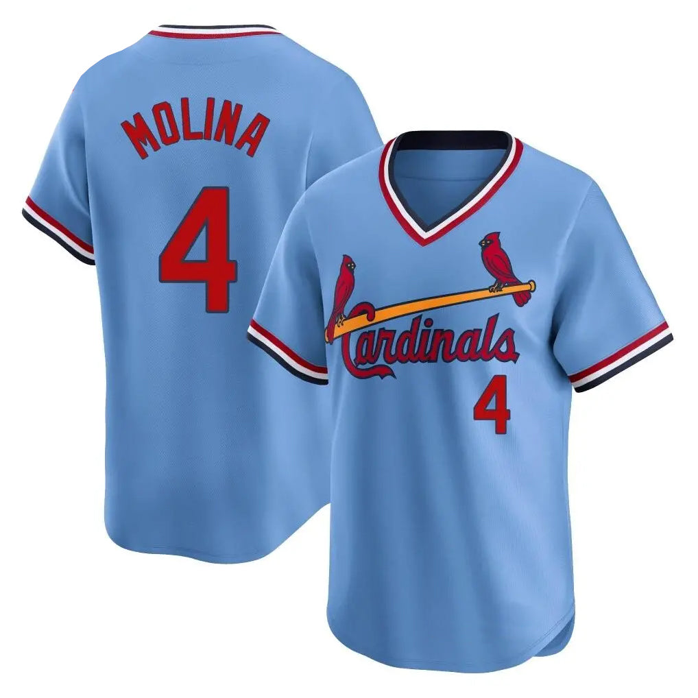 STECN St. Louis Cardinals #4 Yadier Molina Player Light Blue City Connect Home T-shirt Stitched Jerseys