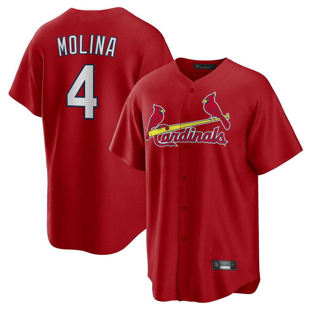 STECN St. Louis Cardinals #4 Yadier Molina Player Red Home Game Stitched Jerseys
