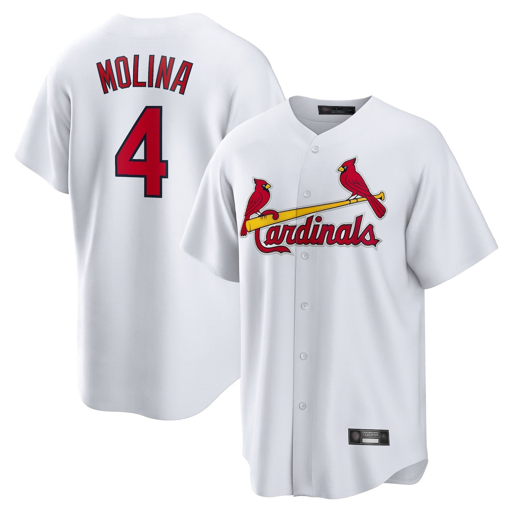 STECN St. Louis Cardinals #4 Yadier Molina Player White Home Game Stitched Jerseys