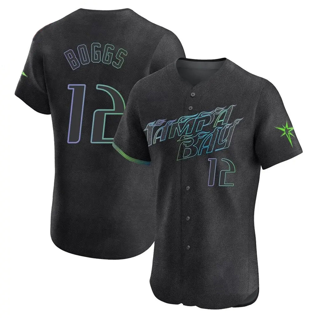 STECN TB.Rays #12 Wade Boggs Player Black City Connect Home Limited Elite Stitched Jerseys