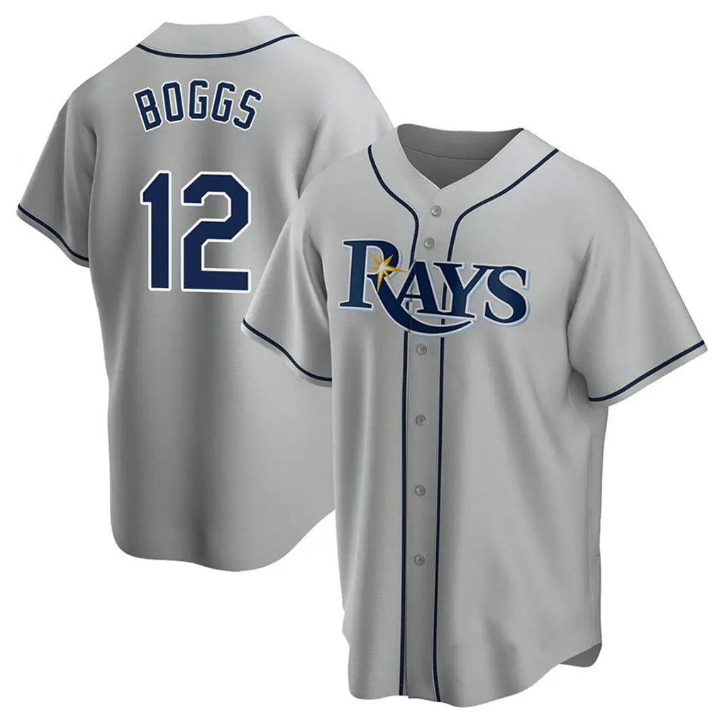 STECN TB.Rays #12 Wade Boggs Player Gray Home Game Stitched Jerseys