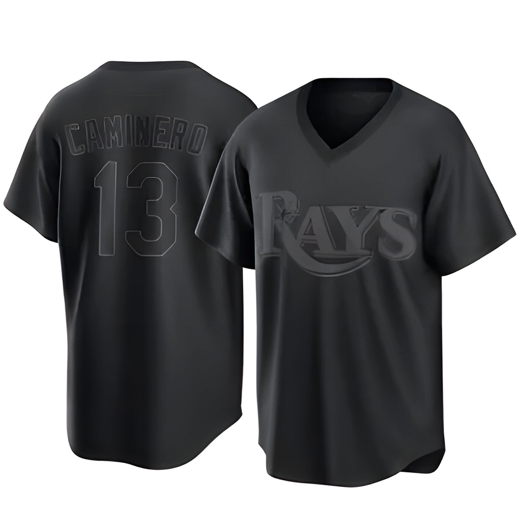 STECN TB.Rays #13 Junior Caminero Player Black Home Game Stitched Jerseys
