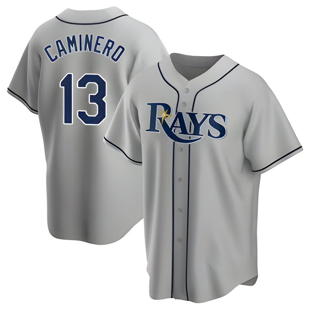 STECN TB.Rays #13 Junior Caminero Player Gray Home Game Stitched Jerseys