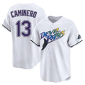 STECN TB.Rays #13 Junior Caminero Player White City Connect Home Stitched Jerseys