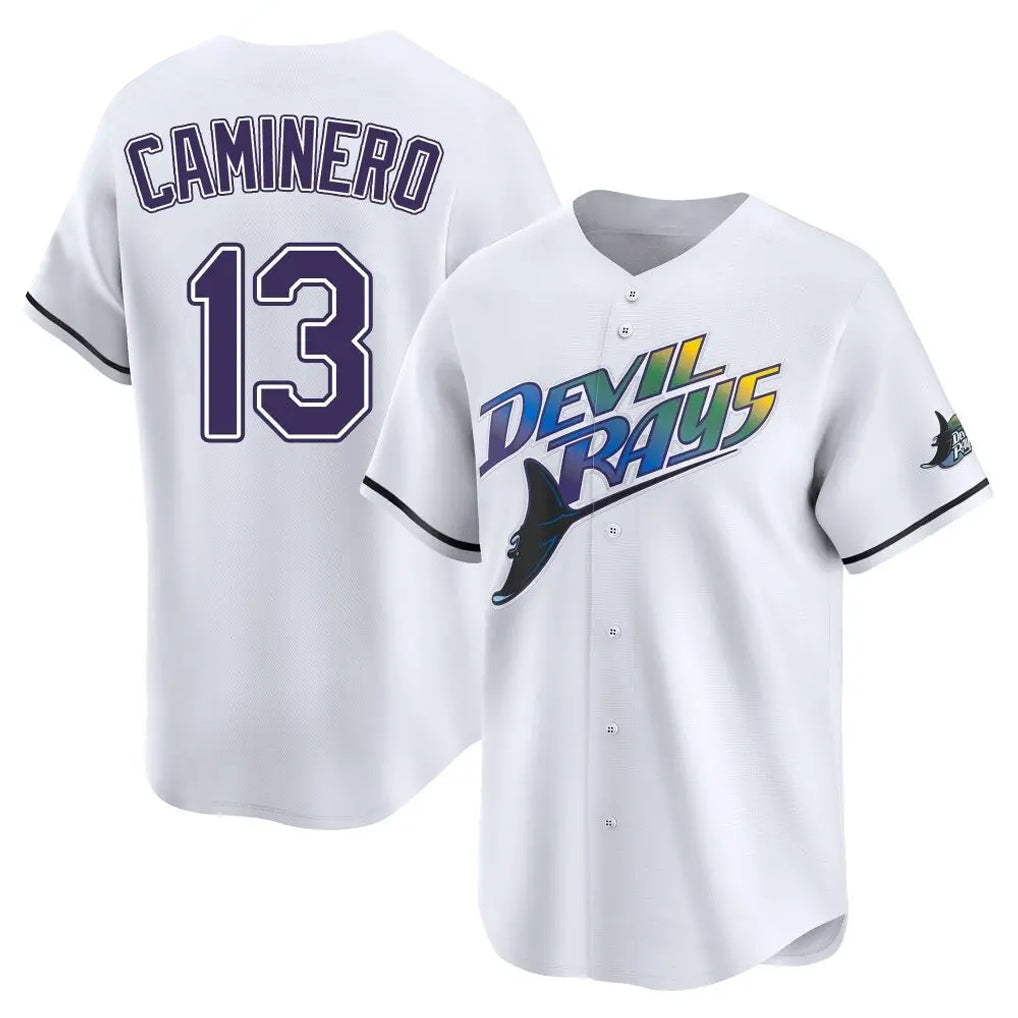 STECN TB.Rays #13 Junior Caminero Player White City Connect Home Stitched Jerseys