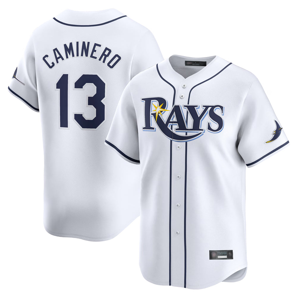 STECN TB.Rays #13 Junior Caminero Player White Home Limited Stitched Jerseys