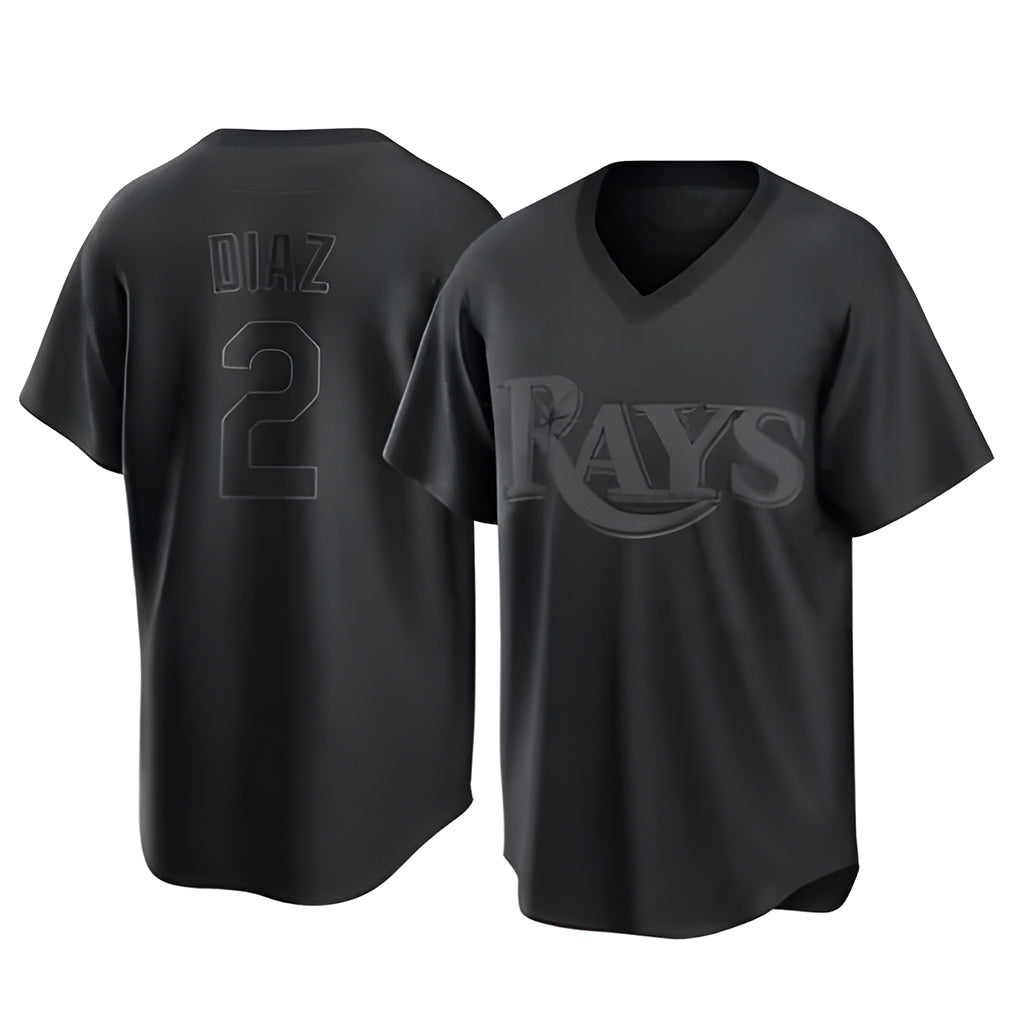 STECN TB.Rays #2 Yandy Diaz Player Black Home Game Stitched Jerseys