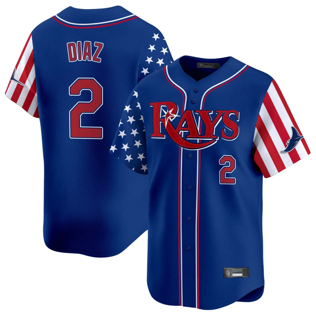 STECN TB.Rays #2 Yandy Diaz Player Royal 2025 Independence Day Vapor Premier Limited Stitched Jerseys