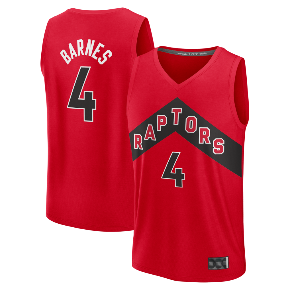 STECN T.Raptors #4 Scottie Barnes Red Fast Break Replica Jerseys - Icon Edition