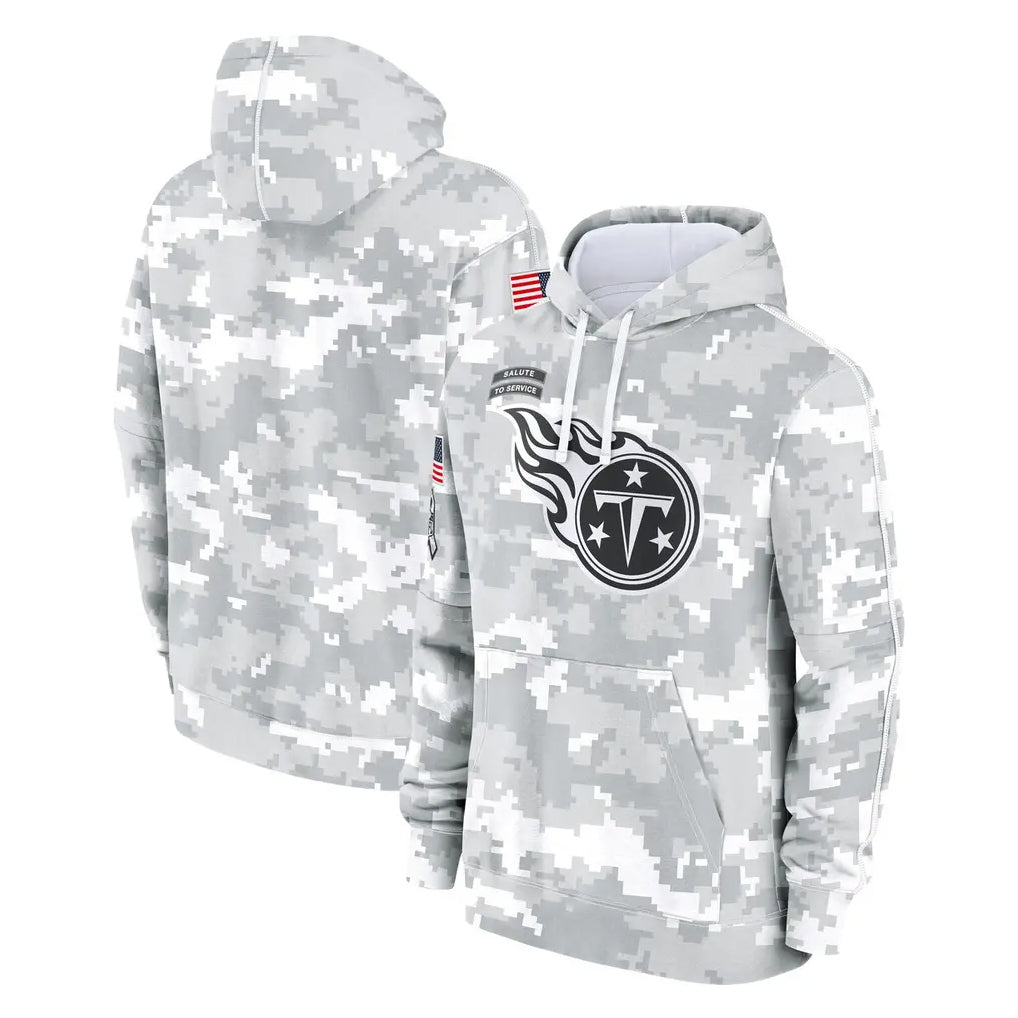 STECN T.Titans Camo Arctic Salute to Service Pullover Hoodies Home Game Blank Player Stitched Jerseys