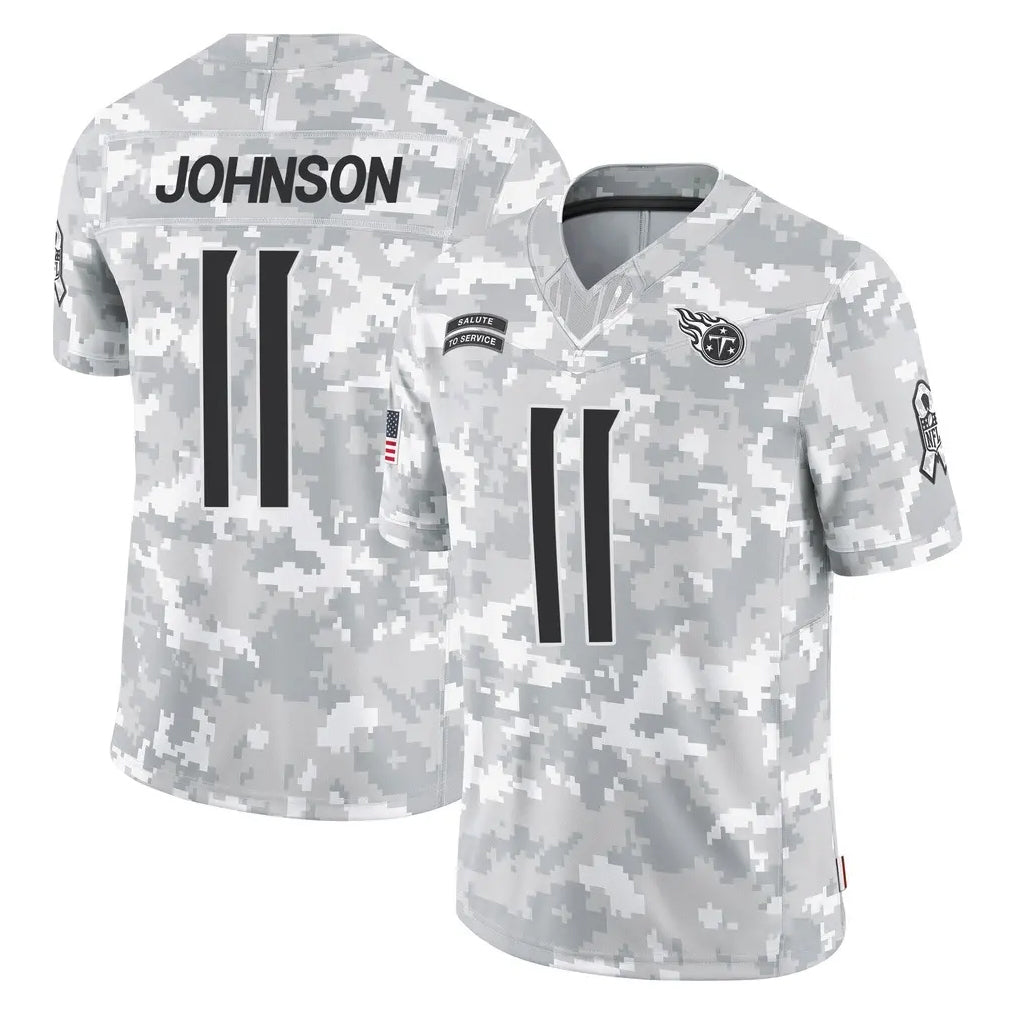STECN T.Titans #11 Jermaine Johnson II Player Arctic Camo Limited Salute to Service Home Game Stitched Jerseys