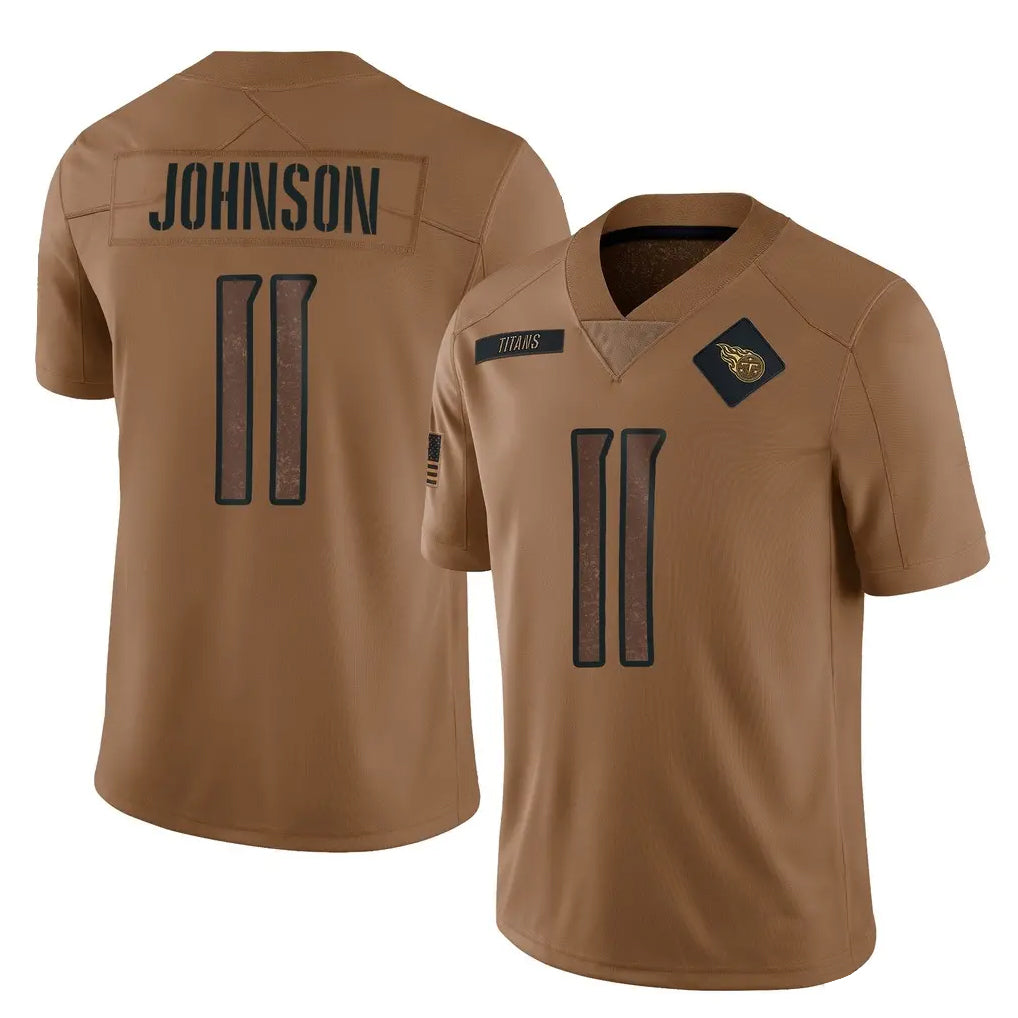 STECN T.Titans #11 Jermaine Johnson II Player Brown Limited Salute to Service Home Game Stitched Jerseys