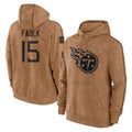 STECN T.Titans #15 Keldric Faulk Player Brown Salute To Service Club Pullover Hoodies Home Game Stitched Jerseys