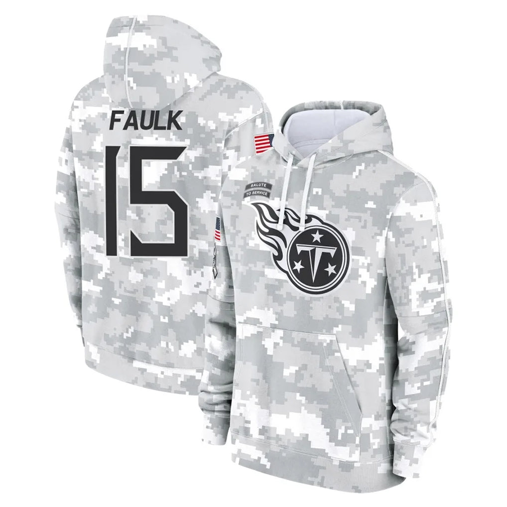 STECN T.Titans #15 Keldric Faulk Player Camo Arctic Salute to Service Pullover Hoodies Home Game Stitched Jerseys