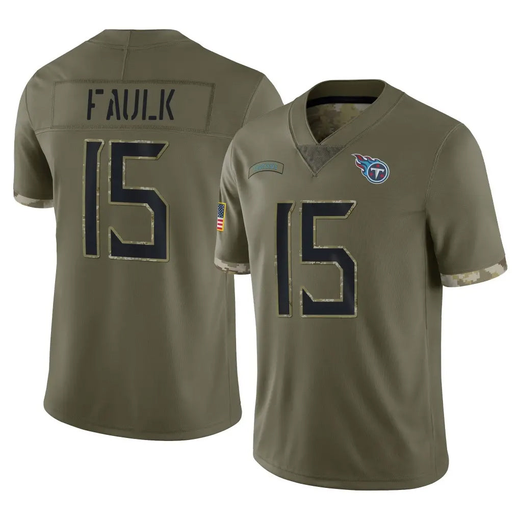 STECN T.Titans #15 Keldric Faulk Player Olive Limited Salute to Service Home Game Stitched Jerseys