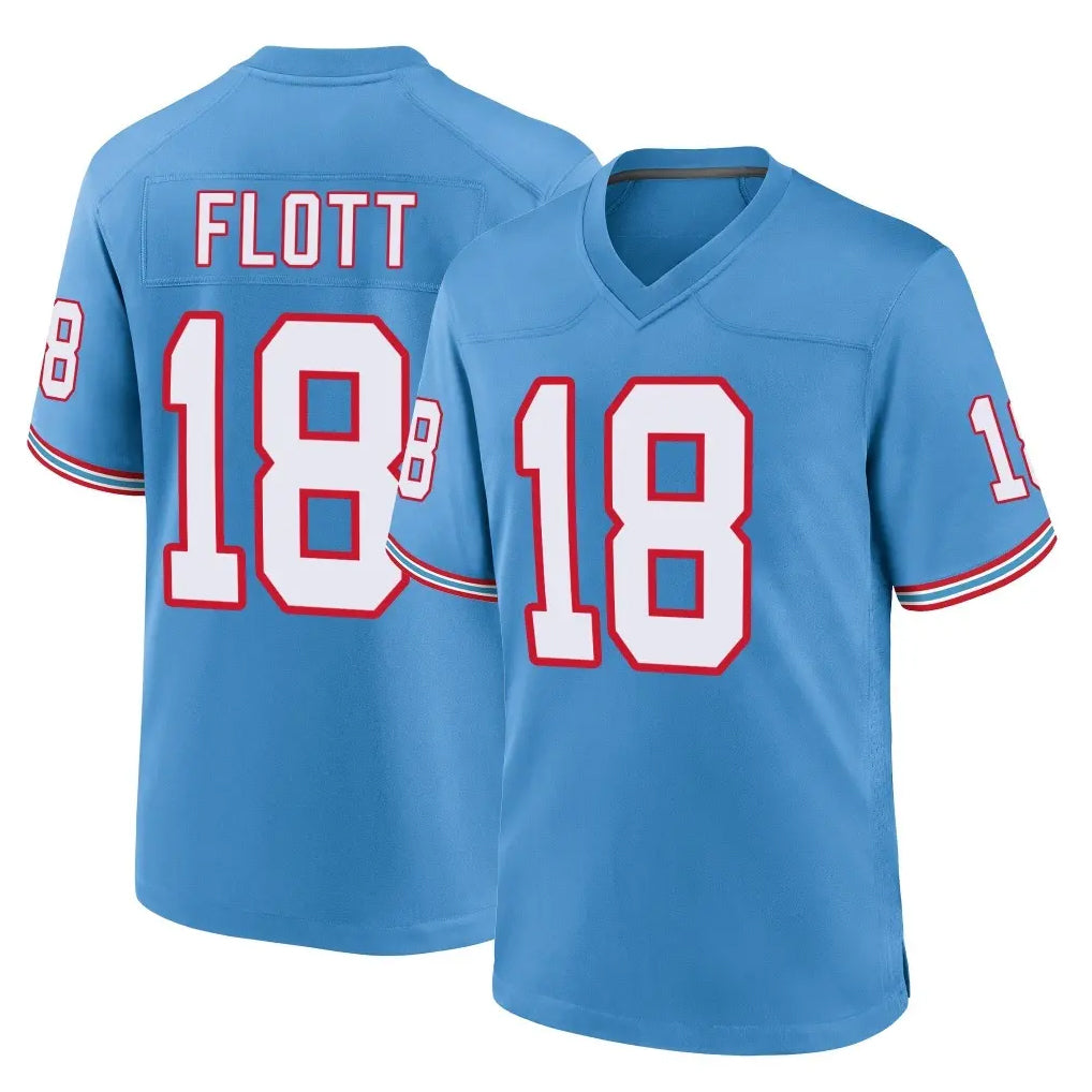 STECN T.Titans #18 Cor'Dale Flott Player Light Blue Oilers Throwback Home Game Stitched Jerseys