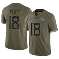 STECN T.Titans #18 Cor'Dale Flott Player Olive Limited Salute to Service Home Game Stitched Jerseys