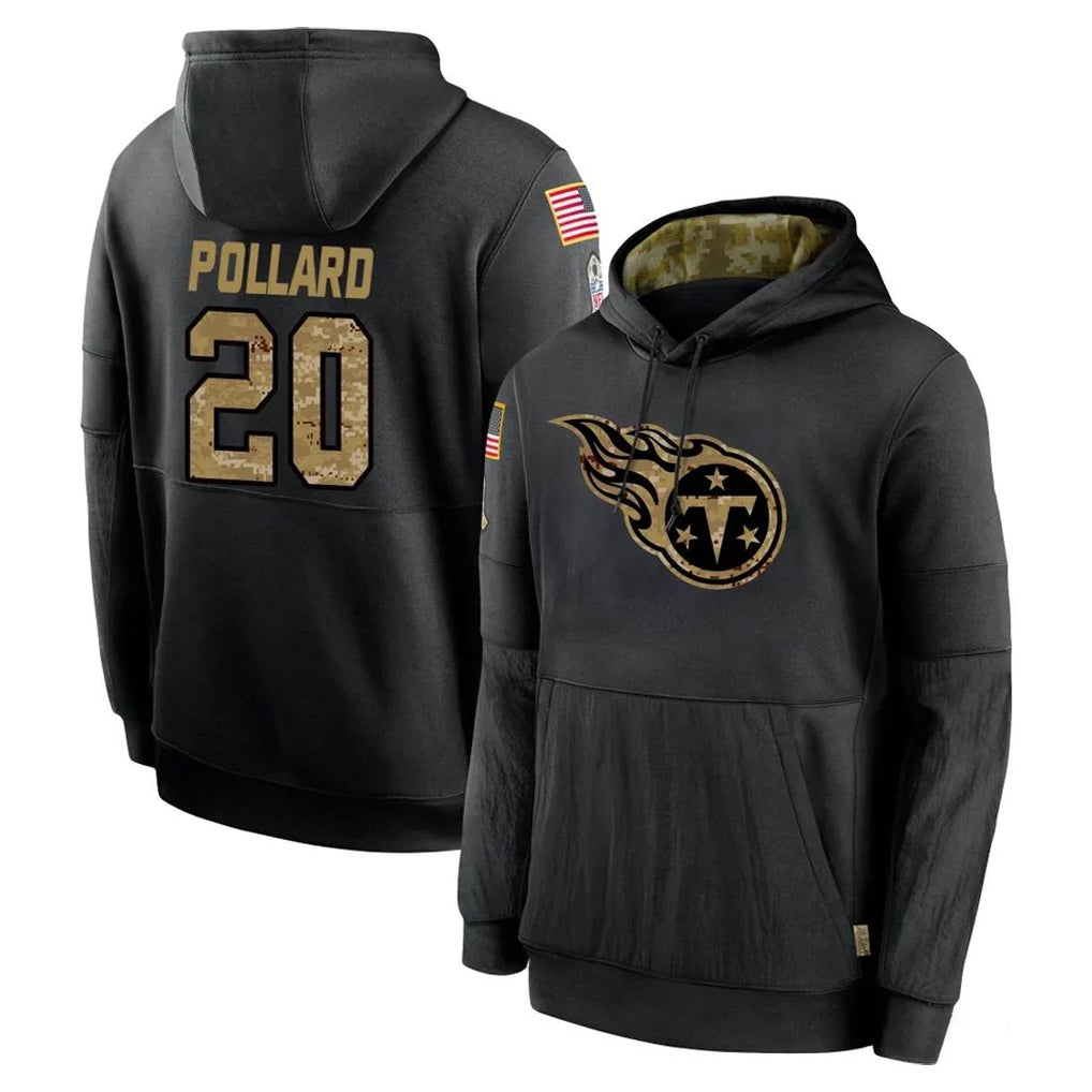STECN T.Titans #20 Tony Pollard Player Black Salute to Service Sideline Performance Pullover Hoodies Home Game Stitched Jerseys