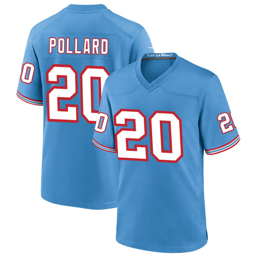 STECN T.Titans #20 Tony Pollard Player Light Blue Throwback Alternate Game Stitched Jerseys