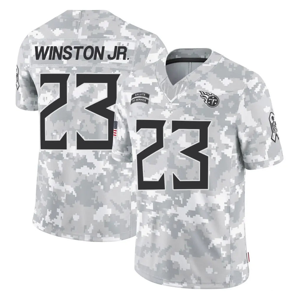 STECN T.Titans #23 Kevin Winston Jr. Player Arctic Camo Limited Salute to Service Home Game Stitched Jerseys