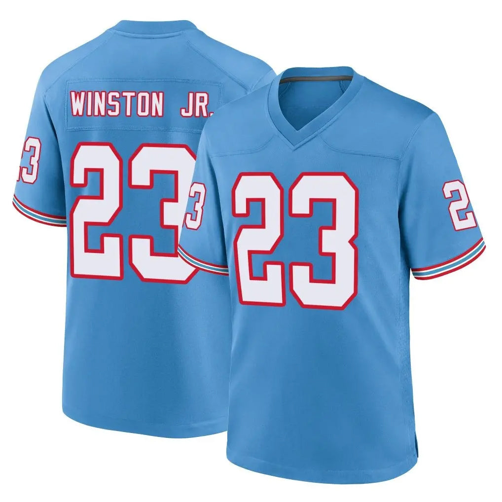 STECN T.Titans #23 Kevin Winston Jr. Player Light Blue Oilers Throwback Home Game Stitched Jerseys