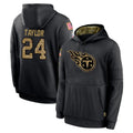 STECN T.Titans #24 Alontae Taylor Player Black Salute to Service Sideline Performance Pullover Hoodies Home Game Stitched Jerseys