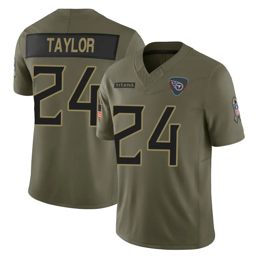 STECN T.Titans #24 Alontae Taylor Player Olive Limited 2025 Salute to Service Home Game Stitched Jerseys
