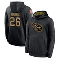 STECN T.Titans #26 Marcus Harris Player Black Salute to Service Sideline Performance Pullover Hoodies Home Game Stitched Jerseys