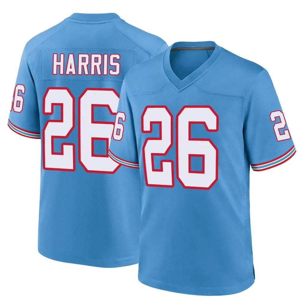 STECN T.Titans #26 Marcus Harris Player Light Blue Oilers Throwback Home Game Stitched Jerseys