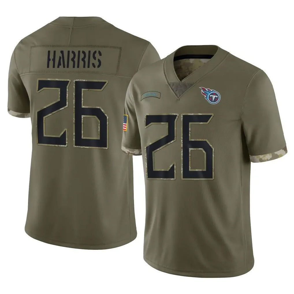 STECN T.Titans #26 Marcus Harris Player Olive Limited Salute to Service Home Game Stitched Jerseys