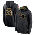 STECN T.Titans #33 Cedric Gray Player Black Salute to Service Sideline Performance Pullover Hoodies Home Game Stitched Jerseys